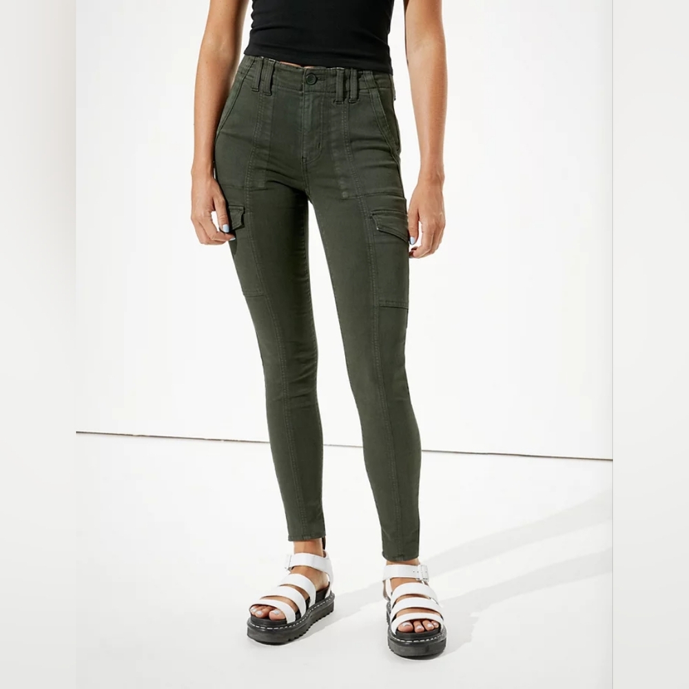 NWT AE Forest Green Cargo Jeggings 10 Short